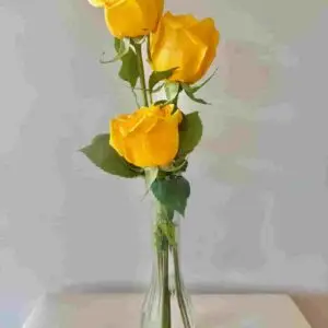 3 Yellow Rose Budvase - Pike Place Flowers Seattle